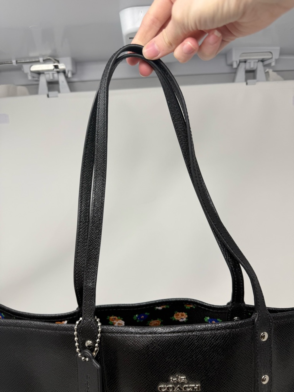 Coach Reversible City Tote Tea Rose Floral/Black Coated Canvas Bag - Picture 10 of 16